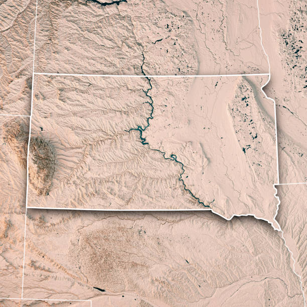 istock South Dakota State USA 3D Render Topographic Map Neutral Border 845860230