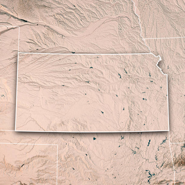istock Kansas State USA 3D Render Topographic Map Neutral Border 845862814