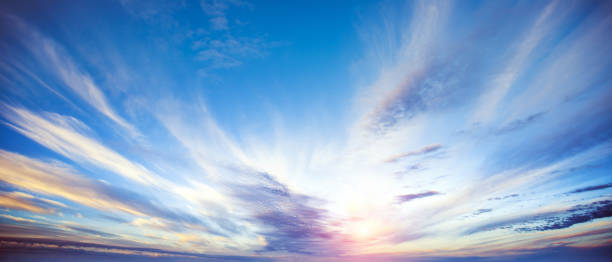 panorama del cielo estivo dell'alba - alba foto e immagini stock