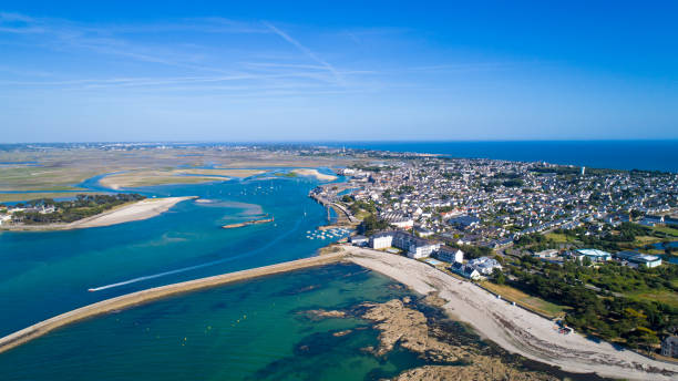 Aerial photography of Le Croisic An aerial view on Le Croisic city and port in Loire Atlantique loire atlantique photos stock pictures, royalty-free photos & images