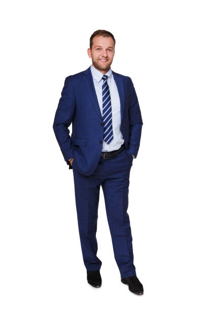 istock Young businessman standing isolated on white background 845885040