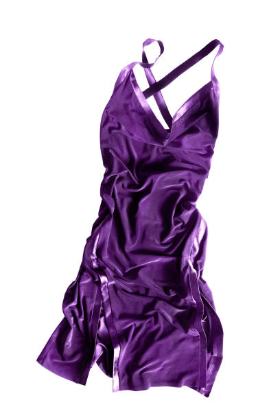 Crumpled purple silk formal dress isolated over white