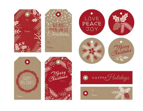 Vector illustration of Set of Christmas and holiday tags