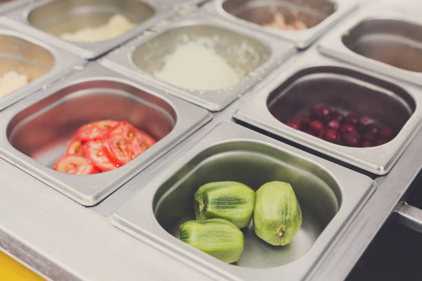 istock Sandwich bar salads choice in metal containers 845892014