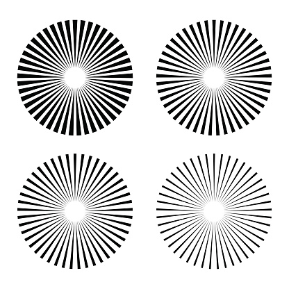 Set rays, beams element. Collection starburst shape. Radiating, radial, merging lines. isolated on white background. Vector illustration. Eps 10