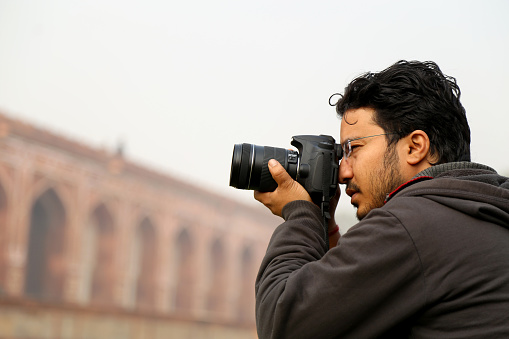 Photographer Clicking the Photos at Historical Place.