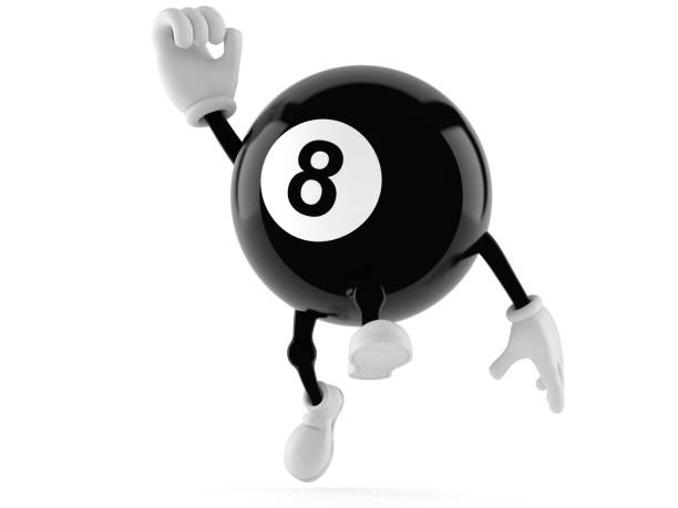 istock Eight ball character jumping in joy 845903686
