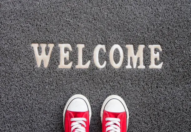 Photo of Welcome carpet.