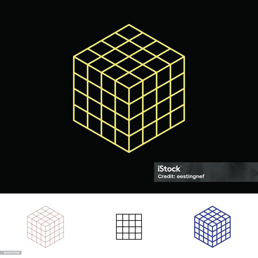 Cube Stack Outline Cube Wireframe Vector Outline Illustration Stock Illustration ...