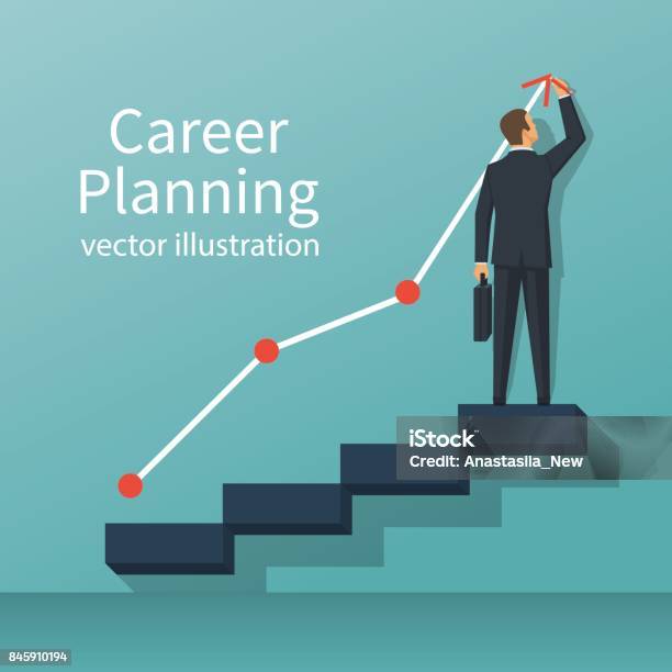 Career Planning Vector Stock Illustration - Download Image Now - Ladder of Success, Achievement, Adult
