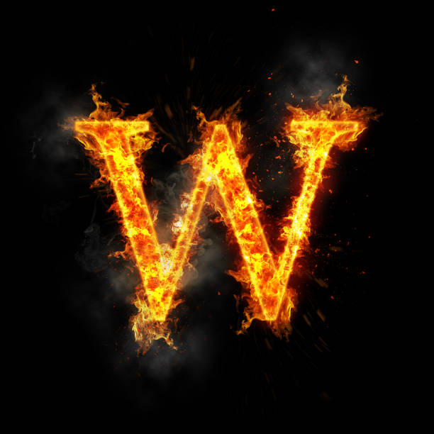 istock Fire letter w of burning flame. 845910374