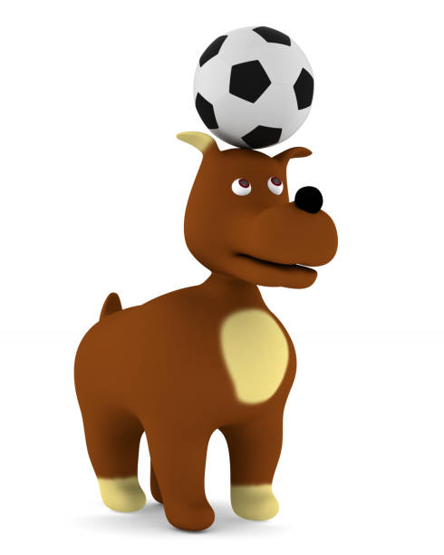 istock dog with ball on white background. Isolated 3d illustration 845910602