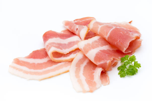 istock Bacon isolated on white background. Delikatese food. 845915936
