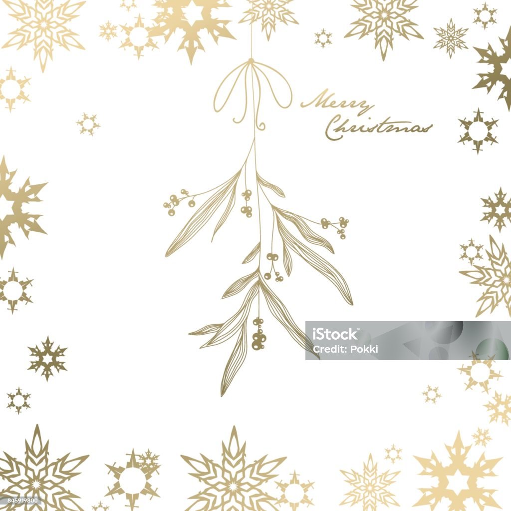 Christmas background with snowflakes. Christmas background with snowflakes and Merry Christmas text. Mistletoe stock vector