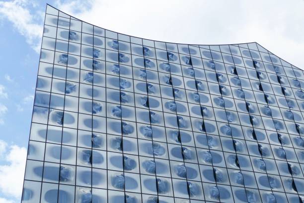 Hamburg, Germany - August 25, 2017 - view of the Elbphilharmonie Concert hall, upper part.