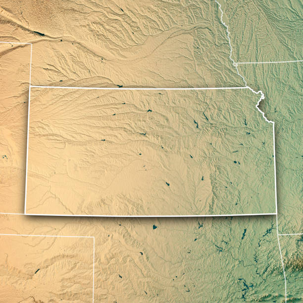 istock Kansas State USA 3D Render Topographic Map Border 845931186