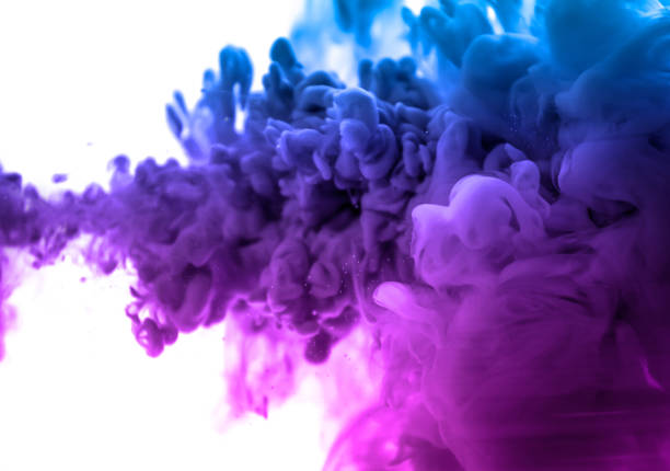 istock Acrylic colors and ink in water. Abstract frame background. Isolated on white 845935914