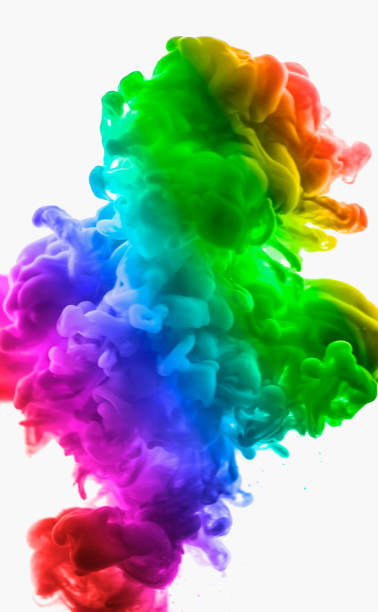 istock Acrylic colors and ink in water. Abstract frame background. Isolated on white 845936378