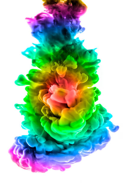 istock Acrylic colors and ink in water. Abstract frame background. Isolated on white 845936466