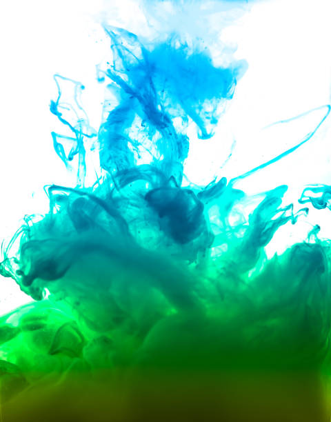 istock Acrylic colors and ink in water. Abstract frame background. Isolated on white 845936612