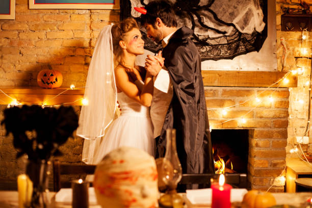 istock Couple on Halloween party 845939464