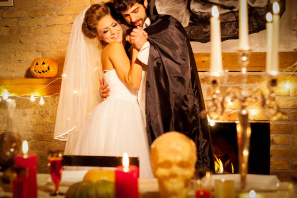 istock Couple on Halloween party 845942846