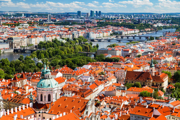 istock Aerial view to Prague 845943360