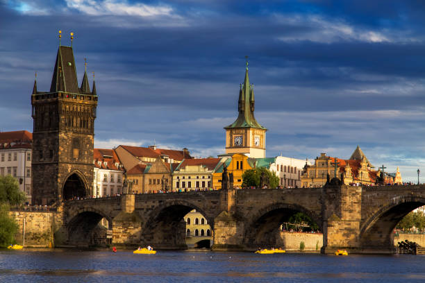 istock Vltava river in Prague, Czech Republic at the sunset 845950870