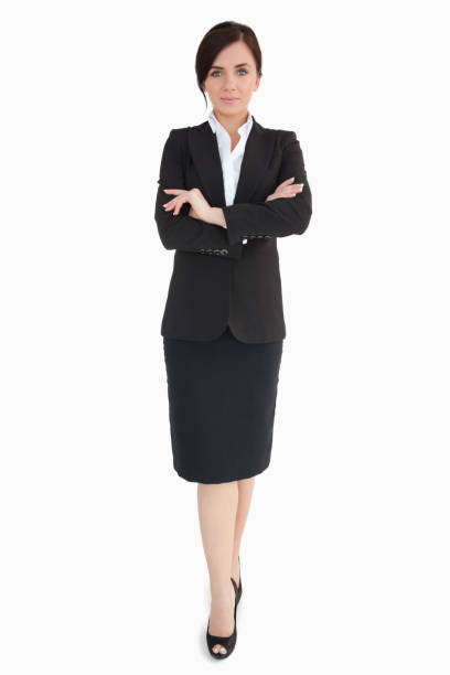istock Woman in black suit with folded arms 845954884