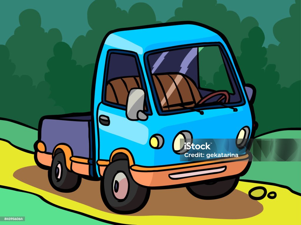 Hình Ảnh Hoạt Hình Của Một Chiếc Xe Tải Nhỏ Trên Nền Màu Hình minh ...
