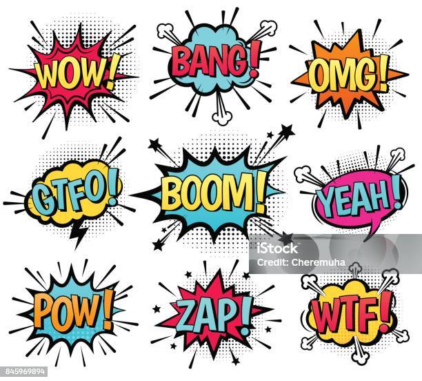 Comic Speech Bubble Set With Text Stock Illustration - Download Image Now -  Cartoon, Exploding, Humor - iStock