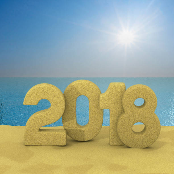 istock 2018 year. Sea landscape. 3D illustration 845973002
