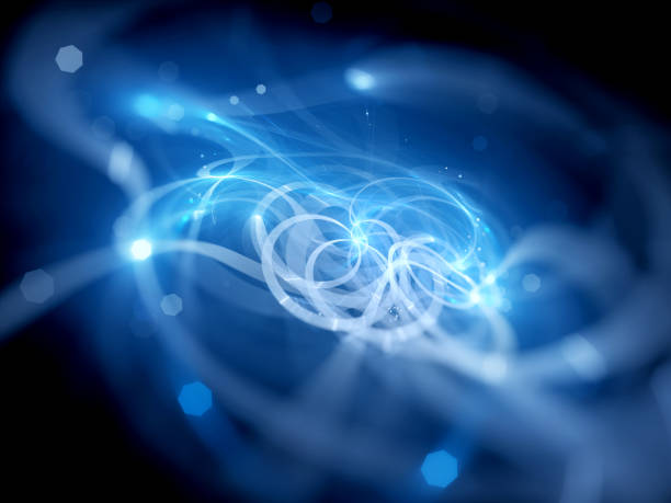 istock Blue glowing fiber optic with particles 845984410