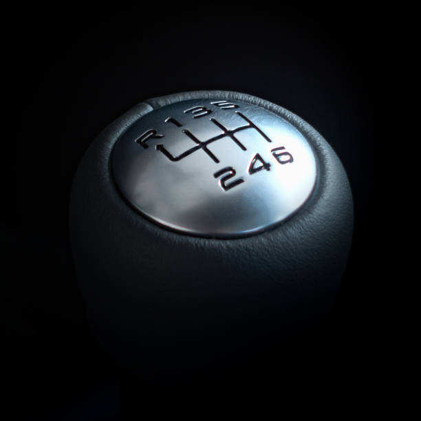 istock Six Speed Gear Stick on black background close up 845984502