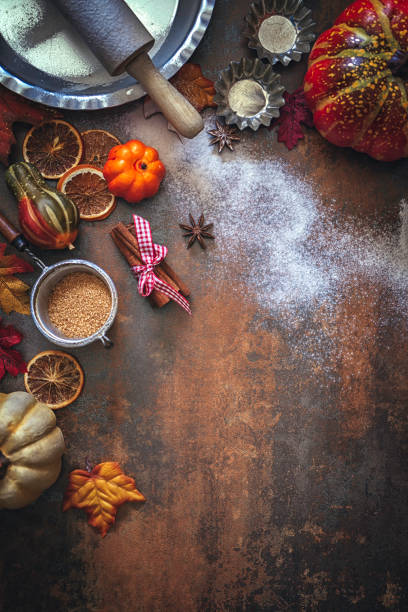 istock Autumn Background with Nuts, Spices and Candied Oranges 845987486