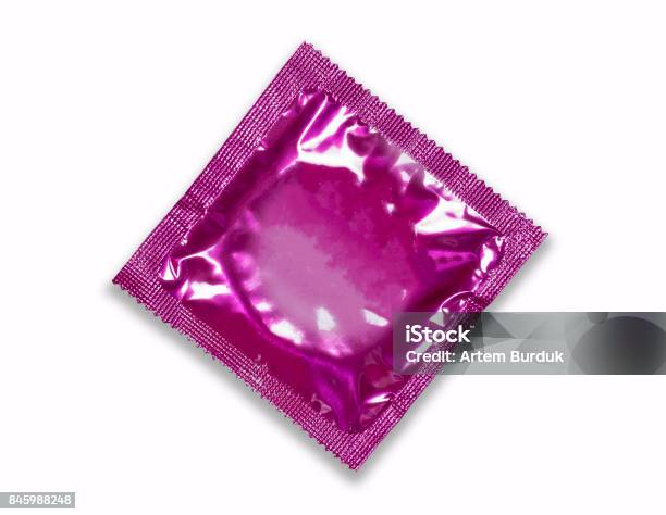 Condom Package Isolated On White Background Stock Photo - Download Image Now - Condom, White Background, Adult
