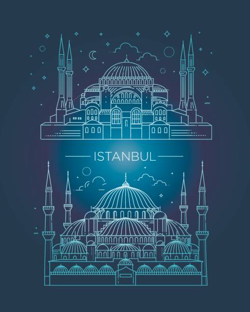 歴史的建造物、施設や観光地、トルコの有名な showplaces。 - blue mosque illustrations点のイラスト素材／クリップアート素材／マンガ素材／アイコン素材