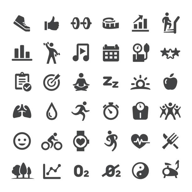 Fitness and Healthy Vector Icons Fitness, Healthy, Exercise, balance clipart stock illustrations