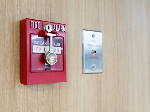 istock fire alarm box with fire fighters telephone on wall for warning and security system 845992980