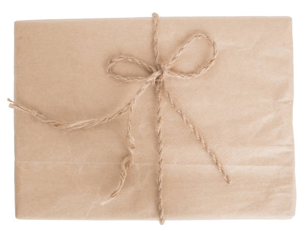 istock kraft paper gift box on white background,handmade brown paper gift box on isolated 845993216