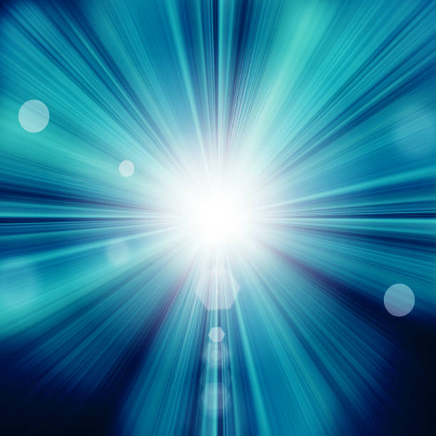 istock Sun on blue sky with lenses flare 845995622