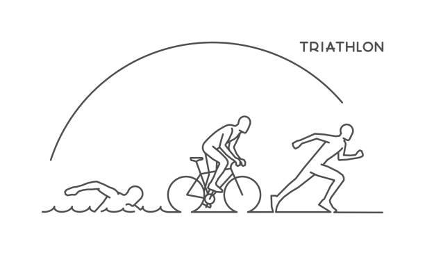 ilustraciones, imágenes clip art, dibujos animados e iconos de stock de vector de concepto de diseño de triatlón - triathlon