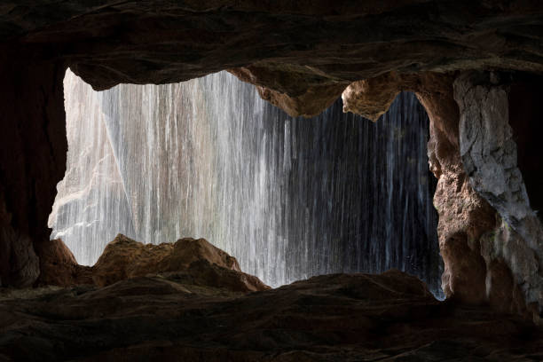 Photo of View of the waterfall from the cave inside in Valencia, Spain