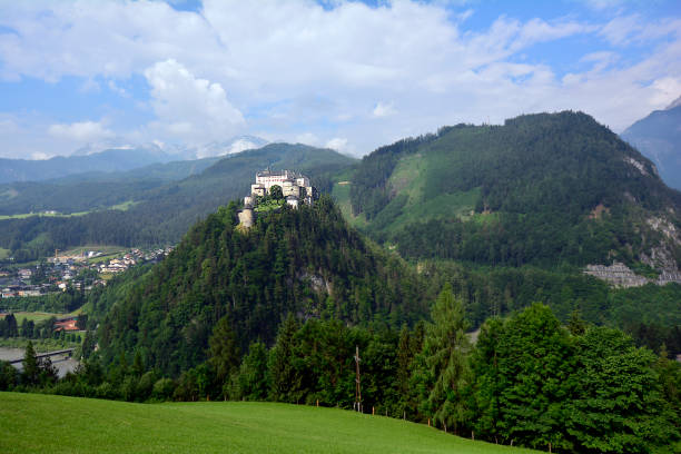 Burg Hochosterwitz castle in Austria with medieval fortress architecture, stone walls towers and gate, hilltop panorama, European heritage landmark, historic military structure, alpine landscape surroundings, travel destination exterior view