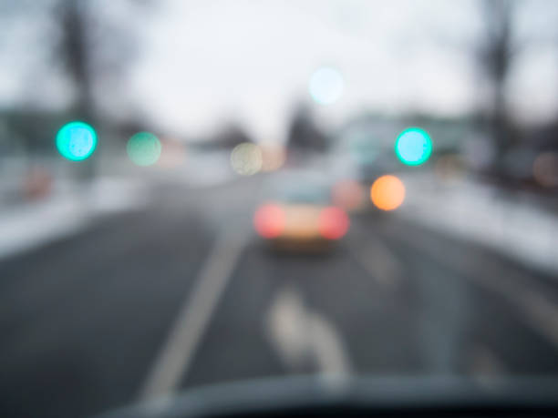 Almost blind behind the wheel stock photo