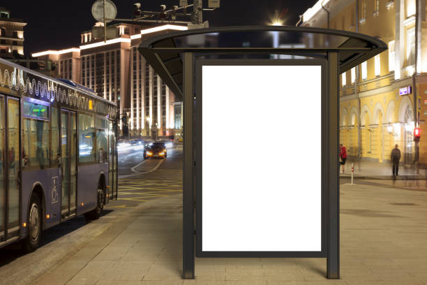 istock Blank advertising billboard on bus stop 846002456