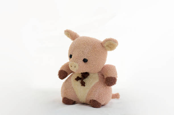 istock Pink pig animal doll on white background 846002464