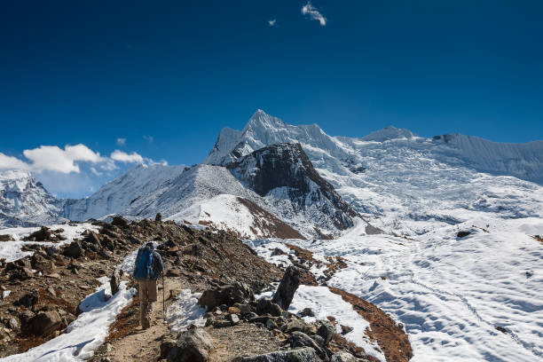 istock Trekker in Khumbu valley on a way to Everest Base camp 846002678