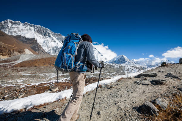 istock Trekker in Khumbu valley on a way to Everest Base camp 846002708