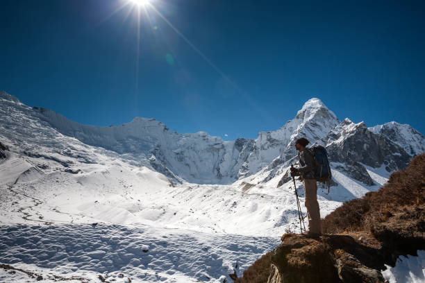 istock Trekker in Khumbu valley on a way to Everest Base camp 846002712